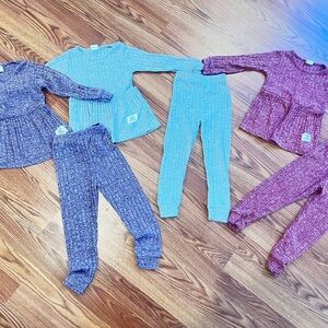 Cozy Knit Kids top & bottom Set in grey maroon purple 3T